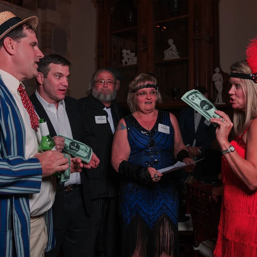 Guests at a Murder Mystery Company public dinner show in Nashville
