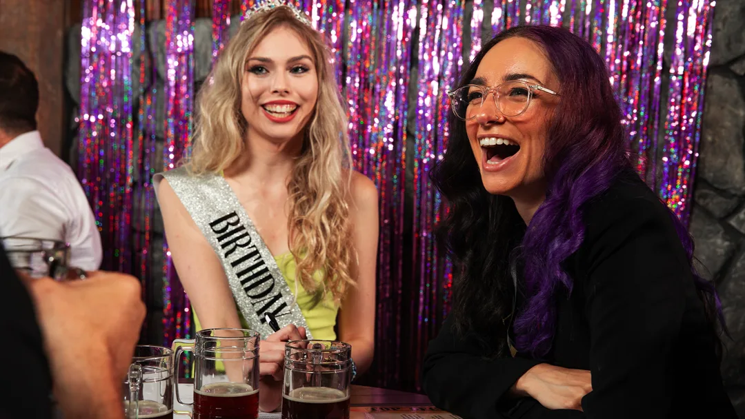 Guests celebrating at a Nashville murder mystery party